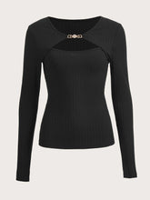 BAE Cut Out Front Ribbed Knit Tee